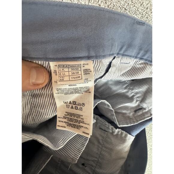 Brooks Brothers 346 Pants Mens 30x30 Blue Chino Casual Flat Front Straight Fit - Picture 13 of 16
